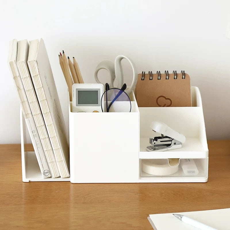 Multi Compartment Desktop Desk Organizer With File Folder Storage