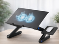 Folding Laptop Desk with Dual Cooling Fans and Stable Design