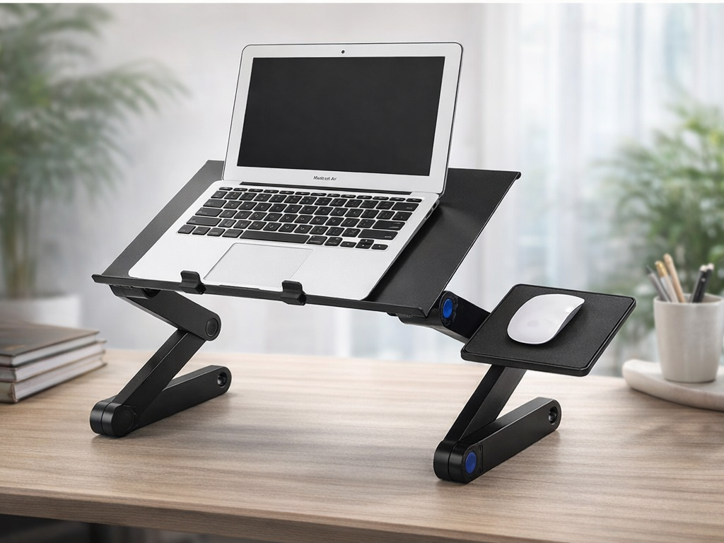 Folding Laptop Desk with Dual Cooling Fans and Stable Design